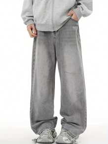 Youth Wide-Leg Light Grey Casual Jeans