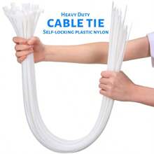 Heavy Duty Nylon Cable Ties, Self-Locking Extra Long Plastic Zip Ties, Black/White, Large, Strong