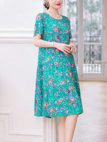 Nuevo vestido casual de verano suelto y estampado de longitud media para mujeres