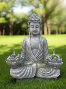 Solar Powered Buddha Statue - Vintage Style Resin Garden Decor, Suitable For Outdoor, Patio And Lawn Decoration, Outdoor Statue