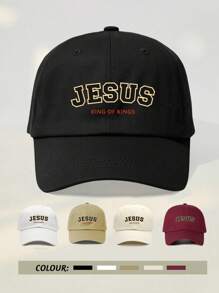 1pc Women's Adjustable Multi-Color Letter "JESUS" Printed Baseball Cap, Outdoor Sun Protection Hat, Casual Sports Cap, Dad Hat, Suitable For Outdoor, Commuting, Sports, Travel And Streetwear, Breathable And Fashionable - Multicolor - View 1