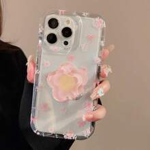 1pc Artistic Ditsy Floral Phone Case With Flower Stand