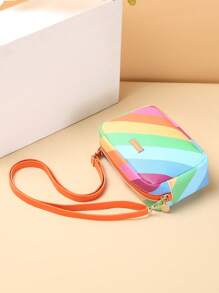 时尚彩虹条纹迷你斜挎包 - 彩色 - 查看 3