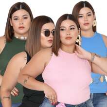 Kit 3 Regata Canelado Moda Feminina MODA PLUS SIZE G1 G2 G3