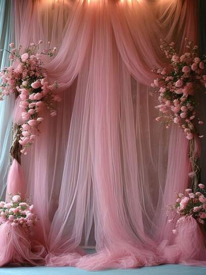 1 قطعة ارتفاع 6 أمتار من الديكور الراقي الشفاف المزين بالتول - أبيض، شامبانيا، وردي فاتح، أزرق فاتح، أخضر فاتح، بوردو، أسود - مثالي للأعراس والحفلات والعيد والاحتفالات