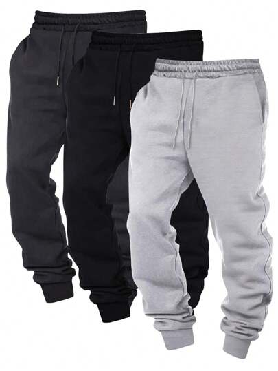 Blueplus Pantalones deportivos con cordón de color sólido para hombre, pantalones para correr, adecuados para correr al aire libre, gimnasio, fitness, pantalones deportivos casuales de primavera y otoño