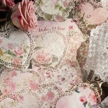 10 Stück Vintage Spitze Scrapbooking Papier Set, exquisite ausgeschnittene Papiere - geeignet für Tagebücher, DIY Karten, Lesezeichen, Postkarten, Alben und Handarbeiten, farbenfrohe Blumenmuster, Jahrestags-Thema