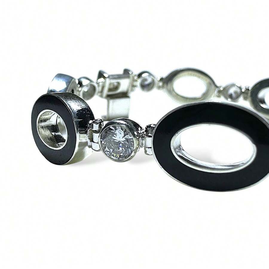 Obsidian And Aventurine Bracelet, .925 Silver, Designer