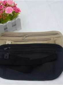 Invisible Waist Bag Sports Slim Waist Pack Outdoor Running Multifunctional Ultra-Thin Travel Waist Bag - 黑色 - 查看 3