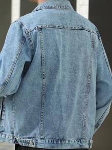 Thick Denim Jacket, Gothic Men's Casual Denim Top, Street Style, Autumn/Spring