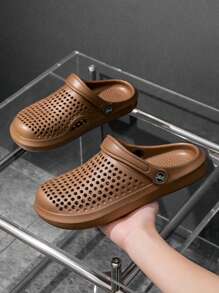 1 Pair Men's Breathable Comfortable Slip-On Sandals, Outdoor Wear & Home Casual Slides