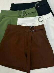 Women's Tailored Shorts With Ties - Beige - View 5