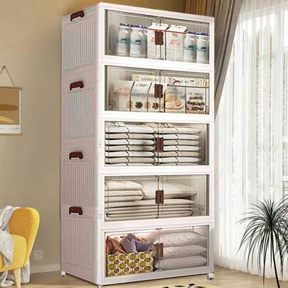 5layer Storage Bins With Lids, 4PC Stackable Storage Bins With Wheels Collapsible Storage Bins, Foldable Storage Containers With Door For Home And Of