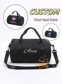 This Personalized Dance Bag Can Be Printed With Your Name, Making It An Ideal Choice For Dance, Sports, Latin Dance, And Various Occasions. Its Large Capacity Allows It To Be Used As Both A Shoulder Bag And A Travel Bag, Making It Practical And Convenient For Daily Use. It Also Makes An Ideal Gift For Friends And Family. - Black - View 2