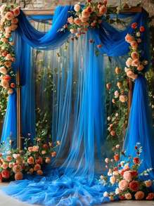 1 Stück Saphirblauer Party Dekoration 315.55 Inches Klassischer Stil | Geeignet für Hochzeit, Brautparty, Verlobung, Muttertag und viele andere Dekorations-Events | Strapazierfähiges Polyestermaterial | Keine Stromversorgung erforderlich | Elegantes Bogen Design, Hochzeitsdekoration - Königsblau - Übersicht 3