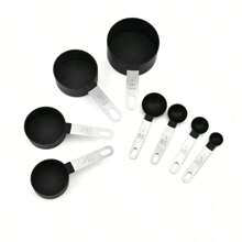 8 件套厨房量杯和量匙 - 黑色 - 查看 8