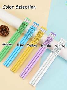 LICVIC 5/10/20/50/100/200 Pcs Custom Engraving Text Pencils, Personalized Pencils For Kids, Customized Pencils Personalized Bulk, Multi-Functional, Ornamental, Letter, Stylish, Modern, Colorful, Cute, Adorable, Casual, Custom, Personalized, Unique, Customized, Baby Gifts, Ideal Gifts For Him, Ideal Gifts For Her, Son, Daughter Back To School,Kids,Urban Gala,Modern,Colorful,Cute - Style a - View 5