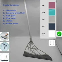 48 Inch Extra Long Magic Broom - Rubber Silicone Sweeper With Stainless Steel Handle, Multi-Surface Floor Cleaning Tool For Home, Wood, Tile & Bathroom Floors, Effortless Lazy Broom - 銀色 - 查看 6