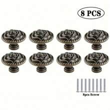 2个/4个/8个/10个/12个装锌合金单孔抽屉拉手，复古青铜色和现代风格抽屉柜门装饰圆形图案旋钮