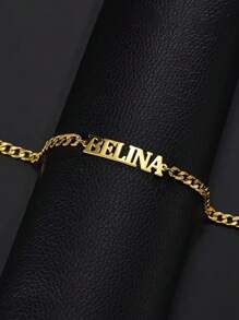 Personalized Stainless Steel Cuban Chain Name Bracelet With Love - Girl's And Boy's Customized ID, Bohemian Style Gift, Customized Name Bracelet | Bohemian Charm Bracelet