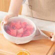 6 Packs FlexiSeal Silicone Bowl Covers, Elastic Food Storage Lids, Reusable, Dishwasher & Microwave Friendly, Kitchen Organizer Accessories