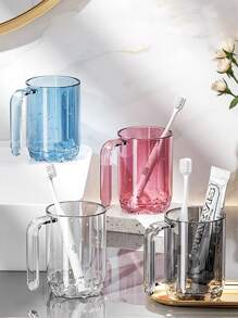 1pc Luxury Scandinavian Style Reusable Unbreakable Bathroom Cup, 300-400ml Mouthwash Cup, Easy Clean Plastic Toothbrush Holder Ideal For Bathroom Home Bathroom Decor Fall Decor