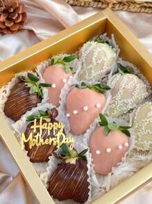 4Pcs Happy Mother's Day Acrylic Cake Topper - Shimmering Gold Cake Decorations, Reusable Laser-Engraved Decoration For Cakes, Dessert Tables & Mother's Day Celebrations.