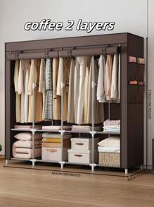 1pc Portable Wardrobe Cabinet, Economic Home Use Bedroom Storage Organizer, Sturdy Load-Bearing, Easy Assembly, Suitable For Bedroom, Rental, Dorm, Large Capacity - Multicolor - View 7