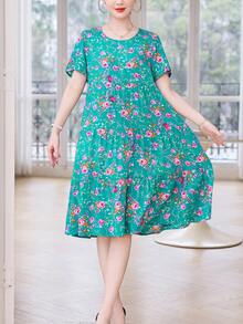 Nuevo vestido casual de verano suelto y estampado de longitud media para mujeres