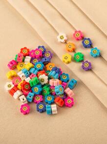 50/100pcs Fashion Fruit & Flower Polymer Clay Beads For Bracelet And Necklace - Multicolor - View 2