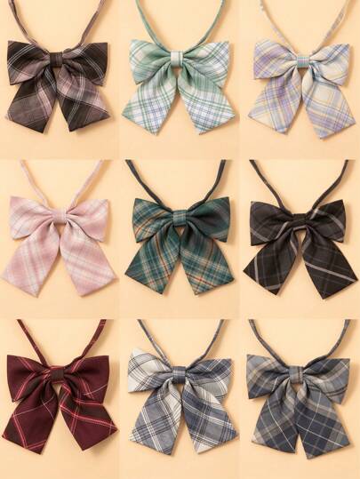 16 款时尚儿童格子领结领饰，适合校服、女学生水手服