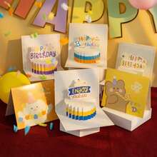 1 Piece, 3D Birthday Cake Greeting Card With Envelope - Birthday Wishes, Suitable For Various Occasions - Wishing Card Suitable For Family And Friends, Simple Style, Congratulations And Celebration Card - Multicolor - View 6