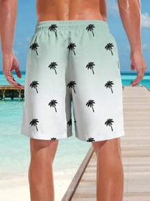 Plus Size Men's Hawaiian Print Casual Quick-Dry Drawstring Waist Beach Shorts - Perfect For Summer Outing