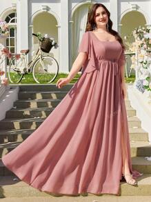 Chiffon Simple Plus Size Sexy Handcraft Pleated Fitted Formal Gown/Dress For Ball, Wedding,Bridesmaid Dress