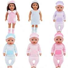 美国娃娃服装套装包括紧身衣、连衣裙、帽子，适合 18 英寸娃娃和 43 厘米新生娃娃（不包括娃娃，不适合重生娃娃）