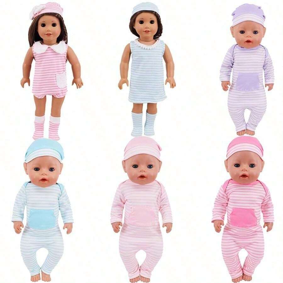 美国娃娃服装套装包括紧身衣、连衣裙、帽子，适合 18 英寸娃娃和 43 厘米新生娃娃（不包括娃娃，不适合重生娃娃）