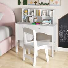 Kids Study Desk And Chair Set Children Wooden Craft Table And Chair-White - White - View 5