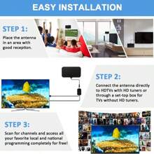 4K 1080P Digital TV Antenne mit hoher Auflösung, Keine Installation erforderlich, für Wohnzimmer und Schlafzimmer, kostenloser ATSC Digital TV Empfänger, dünne HDTV Antenne für den Heimgebrauch