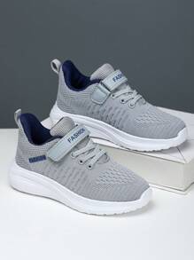 A Pair Four Seasons Shoes Kids Sports Shoes Boy Children's Sports Shoes Breathable Mesh Boys' Shoes Solid Color Fashionable And Versatile Kid Running Shoes, Lightweight And Comfortable Boys' Casual Shoes Mesh Boy Light Sneakers Young Boy Shoes Boys Hook And Loop Fastener Kids Runners