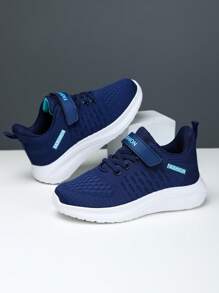 A Pair Four Seasons Shoes Kids Sports Shoes Boy Children's Sports Shoes Breathable Mesh Boys' Shoes Solid Color Fashionable And Versatile Kid Running Shoes, Lightweight And Comfortable Boys' Casual Shoes Mesh Boy Light Sneakers Young Boy Shoes Boys Hook And Loop Fastener Kids Runners