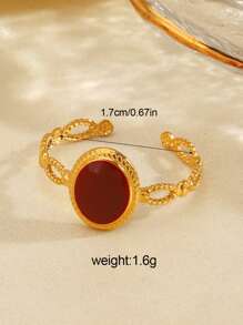 1 件不锈钢简约几何椭圆形滴油开口戒指，适合女性日常佩戴、旅行和作为节日礼物 - 彩色 - 查看 9