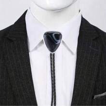 1pc Adjustable Sliding Crown & Gemstone Bolo Tie, Casual Party Western Cowboy Bolo Tie Shirt Collar Accessory, Unisex Leather Cord Pendant Necklace, Best Gift Choice - Mixed Gemstone Bolo Tie - View 21