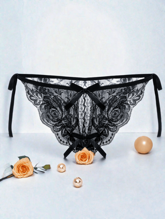 AB. Sexy Lingerie Lace Sexy Underwear, Transparent Open Cut Thong, Low Waist Lace Up T-Pants, Plus Size Sexy Lace Up Underwear