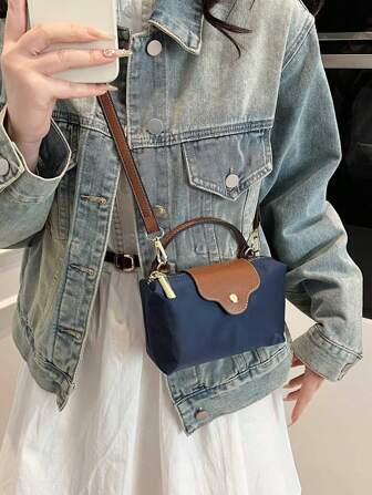 Women's Fabric Nylon Minimalist Messenger Bag, Magnetic Dumpling Crossbody Bag, Casual Cute Fashion Handbag