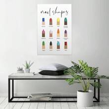 Manicure Prints Nail Shapes Poster Wooden Picture Frame, Ready To Hang, Canvas Print Wall Art For Room Decoration, Preppy Room Decor Aesthetic, Wall Decor, Perfect Home Decor Holiday Gift Decoration - 彩色 - 查看 3