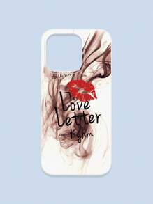 Lipmark & Smoke Pattern White Cellphone Case, "Love Letter" Romantic & Personalized Slogan Phone Case, Compatible With Iphone & Galaxy, IPhone 11/13/14/15/15 ProMax/16/16 Pro/16 Plus/16 ProMax, Galaxy Phones - Multicolor - View 69