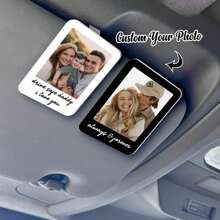 1pc Personalized Photo Acrylic Car Visor Clip, Customized Photo Car Sun Visor Clip, Personalized Drive Sun Visor With Picture, Custom Photo Couples, Custom Family Photo, Customized Car Decoration, Customized Car Makeup Mirror Decoration, Multi-Functional, Colorful, Modern, Custom, Personalized, Unique, Ideal Gifts For Him, For Anniversaries, For Valentine's Day, For Mother's Day, For Birthdays, For Father's Day, For Graduation, For Weddings, For Housewarming, Home Decor, Home Decor,Home Refresh,Warm Ambience,Home & Living,Customized Crafts,Christmas Gift Supplies