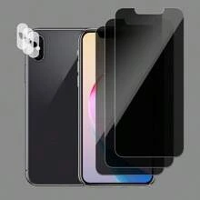 6er Set: 3 Stück Anti-Spähschutz gehärtetes Glas Displayschutz + 3 Stück 3D Kamera Linsenschutz, 1:1 Hochauflösende Klarheit, kratzfest, langanhaltend, geeignet für Apple iPhone X/XR/11/12/13/14/15/16/16Pro/16Plus/16Pro Max/16e Komplette Serie