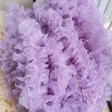 1 Roll 2M 12cm Pleated Beaded Tulle Lace Ribbon Flower Wrapping Satin Ribbon Bouquet Tapes With Shiny Pearls - Multicolor - View 8
