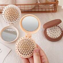 18pca-婴儿洗礼派对礼品、婴儿性别揭晓派对用品礼品、小巧的镜子梳子、散装婚礼派对宾客礼品、便携式钱包旅行镜发刷套装（带感谢标签）欧根纱袋、带镜子的旅行梳（多色）、简约便携、可折叠梳子、纯色迷你折叠气囊按摩梳、口袋梳、便携式户外、家居、返校、男女生学校用品、背包、学校用品